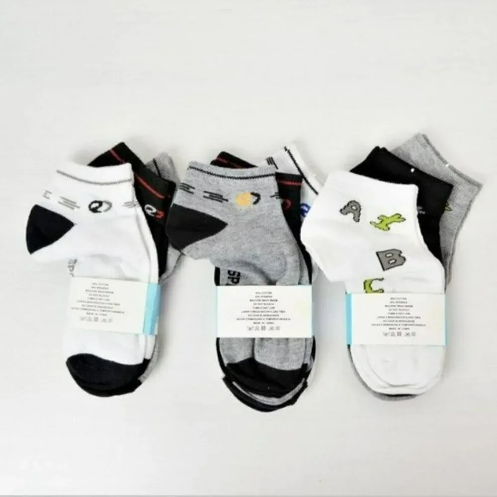 NWT 9-Pairs Boy's Cotton Low Cut Socks 4-8YO